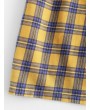 Smocked Back Cami Plaid Skirt Set - Yellow S