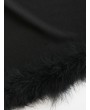  Feather Trim Crop Cami Two Pieces Suit - Black S