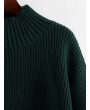  Drop Shoulder Mock Neck Plain Sweater - Dark Forest Green S