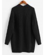 Cable Knit Open Front Chunky Cardigan - Black S