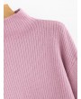 Solid Lantern Sleeve Mock Neck Plain Sweater - Pink