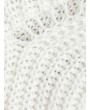 Scalloped Hem Pointelle Knit Lantern Sleeve Pullover Sweater - White