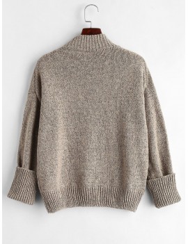 Plain Heathered Pullover Sweater - Multi