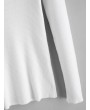 Turtleneck Ribbed Slim Knit Plain Sweater - White