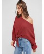  Self-tie Oversized Sweater - Cherry Red S