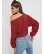  Self-tie Oversized Sweater - Cherry Red S