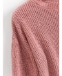 Crew Neck Drop Shoulder Chenille Sweater - Khaki Rose M