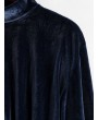 Mock Neck Velvet Cropped Sweatshirt - Slate Blue M