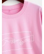  Hands Graphic Basic Pullover Sweatshirt - Pink L
