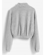  X Alexis Ricecakes Front Pocket Solid Crop Faux Fur Sweatshirt - Gray Cloud S