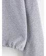  Toggle Drawstring Graphic Drop Shoulder Sweatshirt - Light Gray M