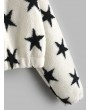 Star Graphic Half Zip Faux Fur Sweatshirt - White M