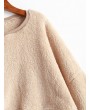 Fluffy Faux Shearling Batwing Cropped Sweatshirt - Light Khaki M