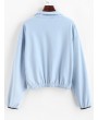  Half Zipper Drop Shoulder Elastic Hem Sweatshirt - Blue Gray Xl