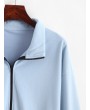  Half Zipper Drop Shoulder Elastic Hem Sweatshirt - Blue Gray Xl