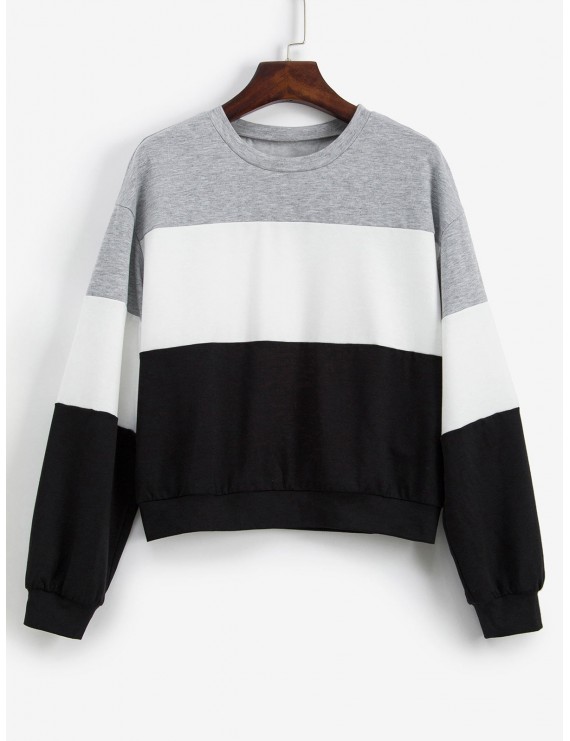  Color-blocking Contrast Drop Shoulder Sweatshirt - Multi-a S