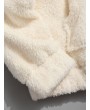 Kangaroo Pocket Plain Faux Fur Hoodie - Warm White M