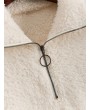 O-ring Zip Drop Shoulder Fuzzy Sweatshirt - Warm White M