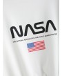  Mock Neck Drop Shoulder American Flag Sweatshirt - White S
