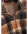 Plaid Crop Faux Fur Sweatshirt - Multi M