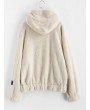 Drawstring Front Pocket Fluffy Faux Shearling Hoodie - Blonde L