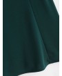 Smocked Back Tie Straps Plain Dress - Medium Sea Green S