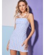  Tie Gingham Cut Out Mini Dress - Checked S