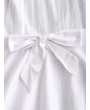 Ruffles Halter Belted Overlay Dress - White S