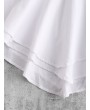 Ruffles Halter Belted Overlay Dress - White S
