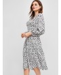 Button Loop Dalmatian Dot Long Sleeve Dress - Multi M