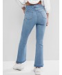  Ripped Frayed Hem Bootcut Jeans - Jeans Blue S