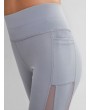 Side Pockets Mesh Insert High Waisted Leggings - Light Gray S