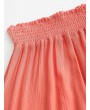 Smocked Tasseled Hem High Waisted Shorts - Pink M
