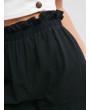  Frilled High Waisted Cuffed Shorts - Black M