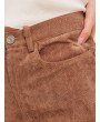 High Waisted Plain Cuffed Shorts - Chestnut S