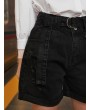 Cuffed Ripped Jean Bermuda Shorts - Black S