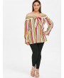  Plus Size Knotted Striped Blouse - Multi 3x