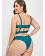  Lattice High Leg Plus Size Swimwear Set - Dark Green 3x