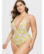  Plus Size Flower Criss Cross Swimsuit - Rubber Ducky Yellow 2x