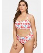 Plus Size Crisscross Floral Swimwear Set - Multi-a 2x