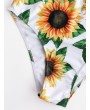  Sunflower Print Crisscross One-Piece Swimsuit - White M