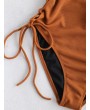 Lace-up Cross High Cut Swimsuit - Brown M