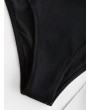   Textured Ribbed O-ring Monokini Swimsuit - Black M