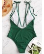  Tie Shoulder Backless Swimsuit - Medium Sea Green S