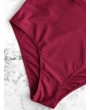  Cross Back Low Cut High Waisted One-piece Swimsuit - Red Wine S