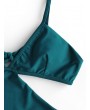 Tie Back Cami Backless Monokini Swimsuit - Peacock Blue M
