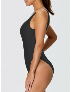 High Cut Backless Swimsuit - Black M