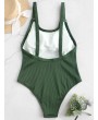  Textured Ribbed One-piece Swimsuit - Medium Sea Green Xl