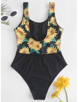  Sunflower Knotted Cut Out Swimsuit - Multi-a L